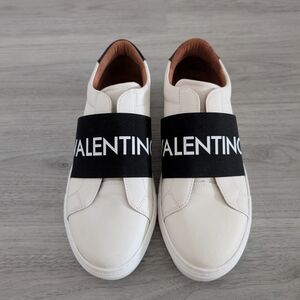 Valentino White Sneakers with Black Strap